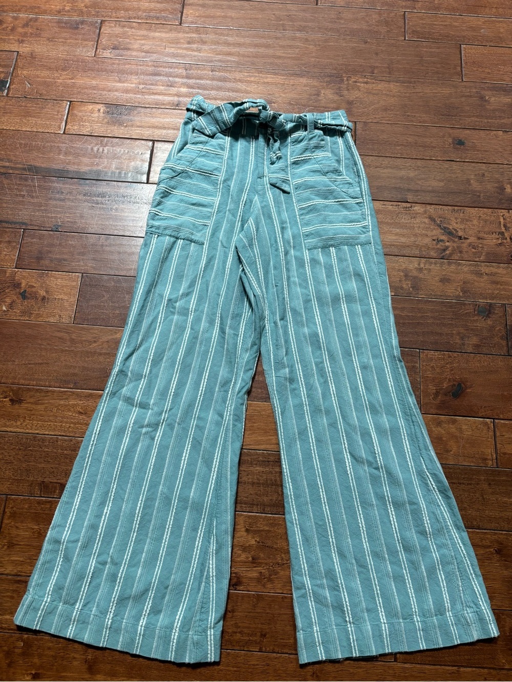 O’Neill Striped Wide Leg Tie-Waist Pants - Seafoam Green